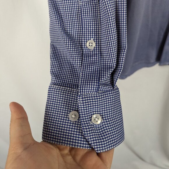 Mizzen + Main Spinnaker Collection Trim Fit Blue White Check Gingham Mens Sz XL - Picture 3 of 7